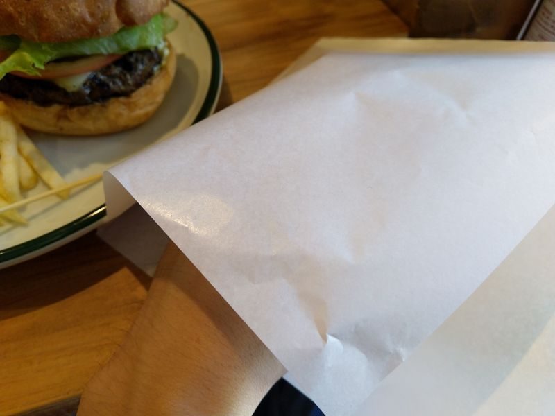 持って食べる用の紙がついてくるので、こちらにくるんでハンバーガーを持ちます。