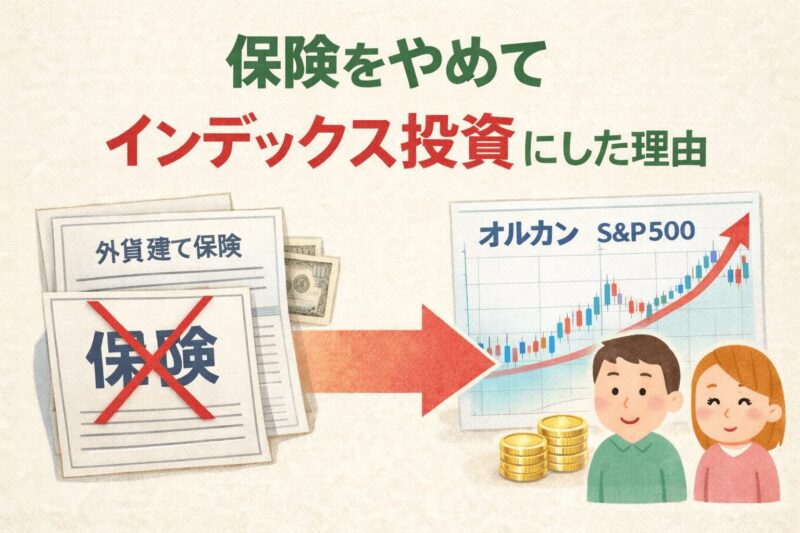 外貨建て保険・変額保険を解約してオルカンやS&P500などのインデックス投資に切り替えた理由を解説するアイキャッチ画像