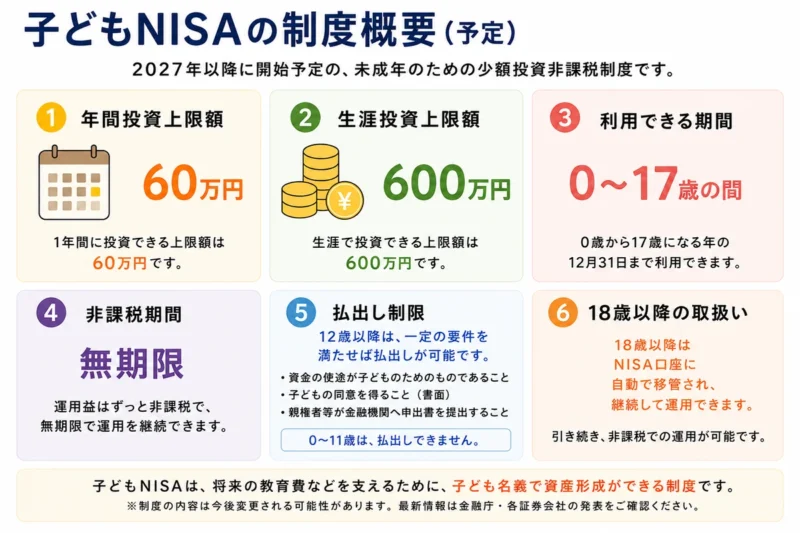 子どもNISAの制度概要をまとめた図
